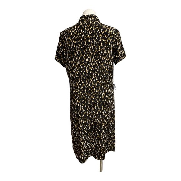Halston Short Sleeve Button Down Silk Leopard Printed Dress - Picture 3 of 5